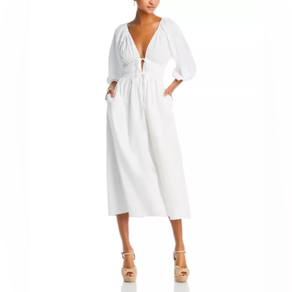 WAYF Angela Ruched Midi Dress NWOT